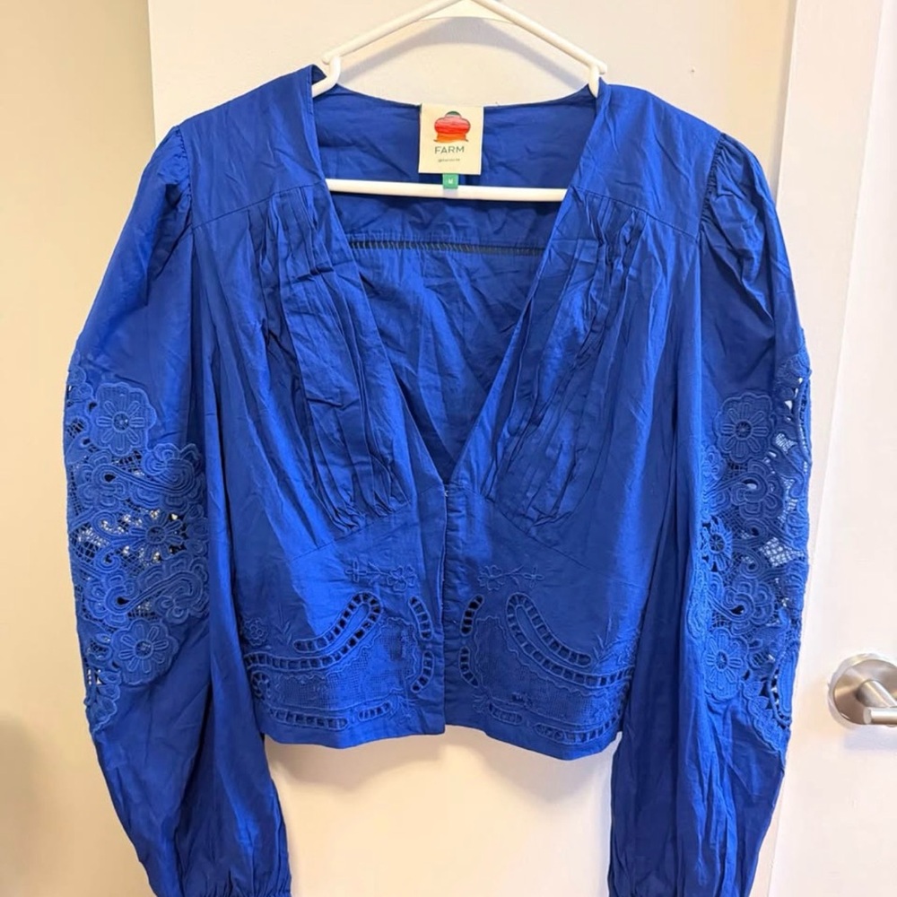 FARM Rio Women's Blue Embroidered Blouse
